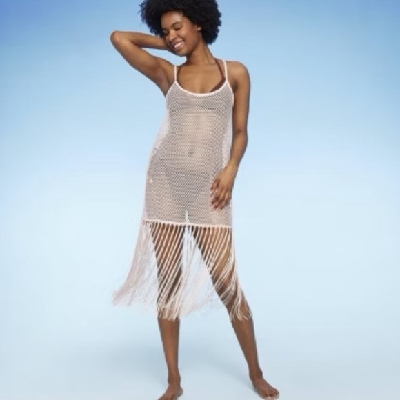 Wild Fable Fishnet Cream Fringe Swim
Cover Up Midi Dress Size M - Picture 1 of 3